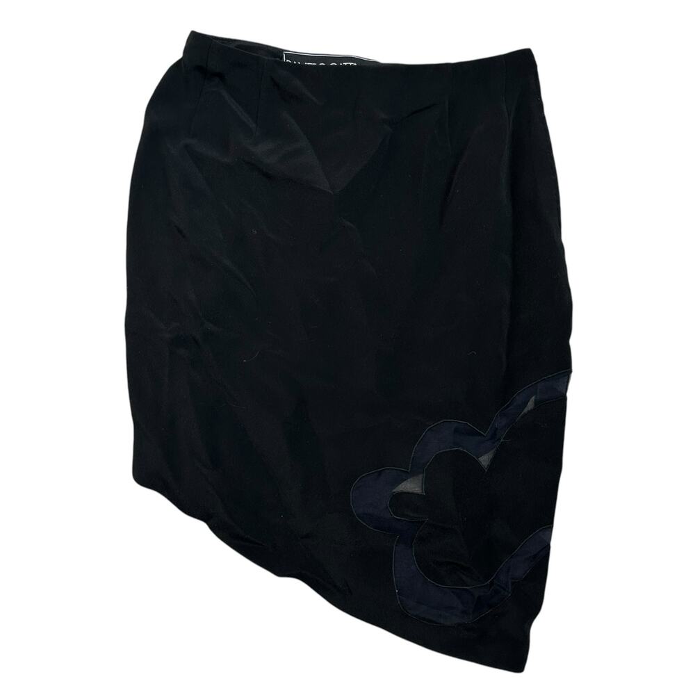 Raniero Gattinoni Black Skirt in Small Vintage 90s Italian Cutout Asymmetrical - Picture 5 of 7